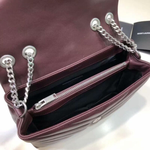 [REP 1:1] Saint Laurent Loulou Small Chain Bag In Matelassé "Y" Burgundy For Women 9.8in/23cm YSL