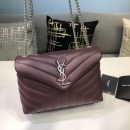 [REP 1:1] Saint Laurent Loulou Small Chain Bag In Matelassé "Y" Burgundy For Women 9.8in/23cm YSL