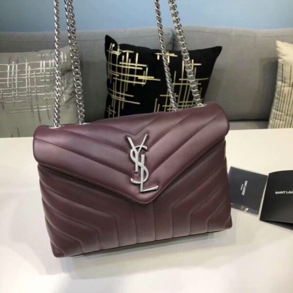 [REP 1:1] Saint Laurent Loulou Small Chain Bag In Matelassé "Y" Burgundy For Women 9.8in/23cm YSL