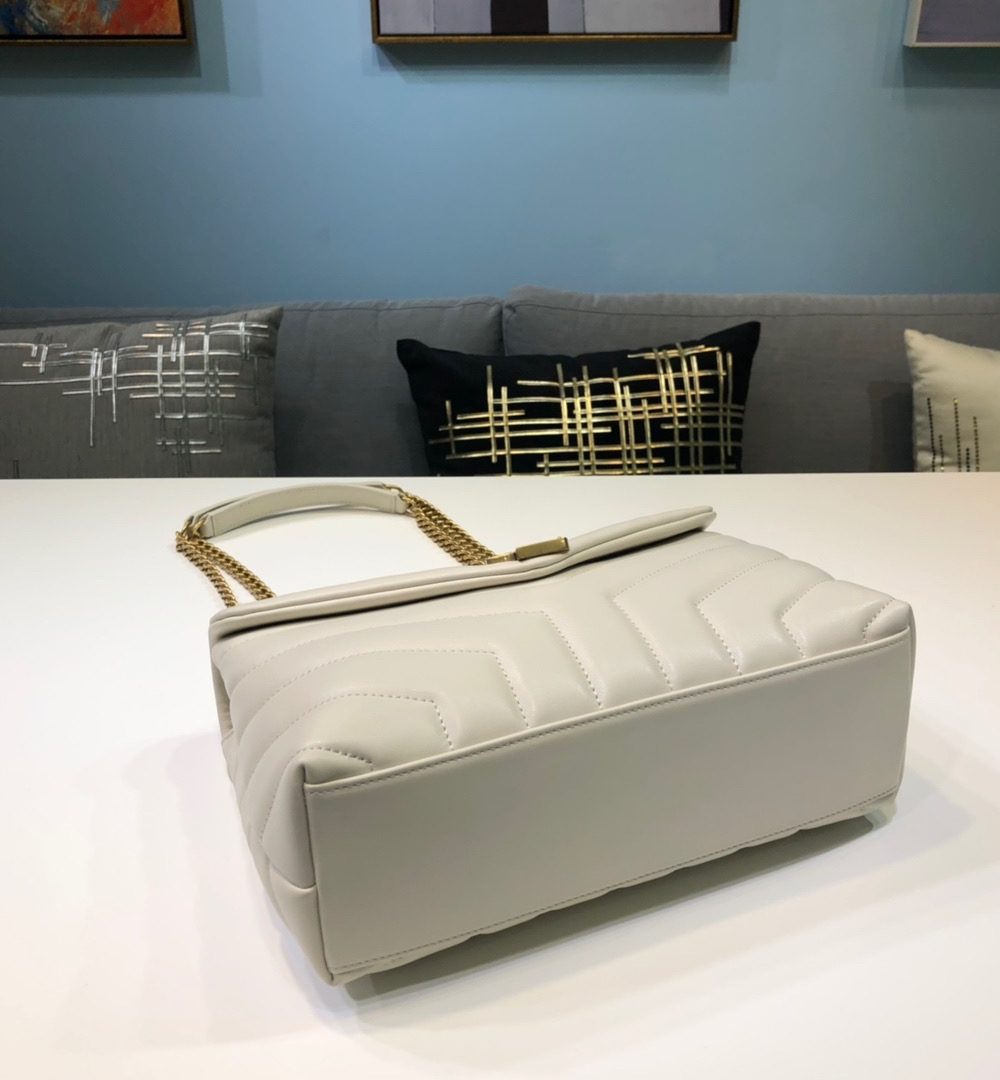 [REP 1:1] Saint Laurent Loulou Small Chain Bag In Matelassé "Y" White For Women 9.8in/23cm YSL 494699DV7279207