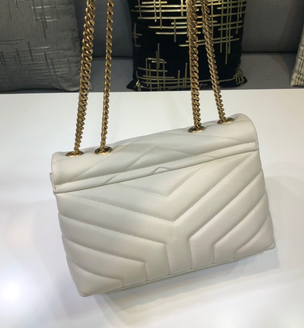 [REP 1:1] Saint Laurent Loulou Small Chain Bag In Matelassé "Y" White For Women 9.8in/23cm YSL 494699DV7279207