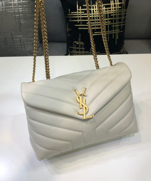 [REP 1:1] Saint Laurent Loulou Small Chain Bag In Matelassé "Y" White For Women 9.8in/23cm YSL 494699DV7279207