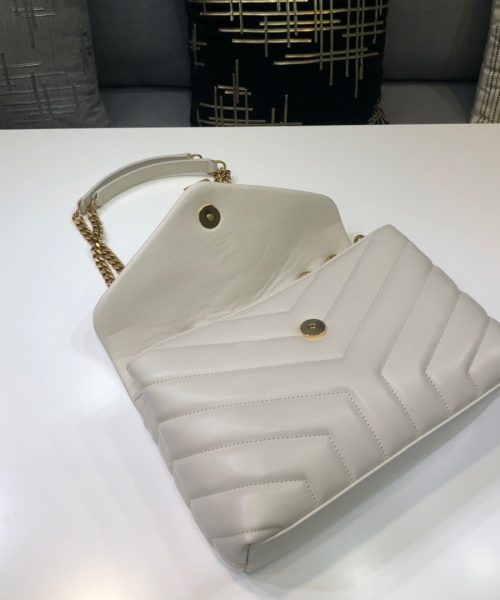 [REP 1:1] Saint Laurent Loulou Small Chain Bag In Matelassé "Y" White For Women 9.8in/23cm YSL 494699DV7279207