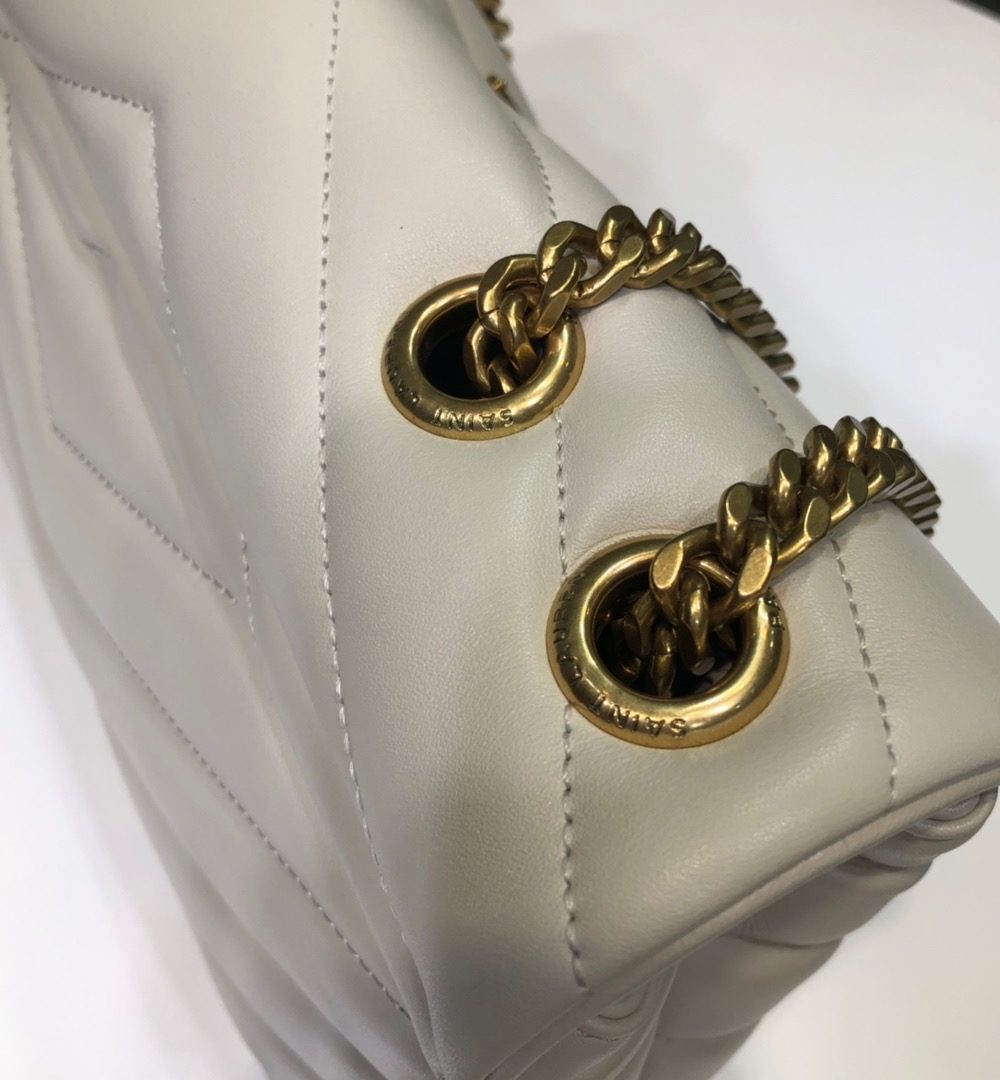 [REP 1:1] Saint Laurent Loulou Small Chain Bag In Matelassé "Y" White For Women 9.8in/23cm YSL 494699DV7279207
