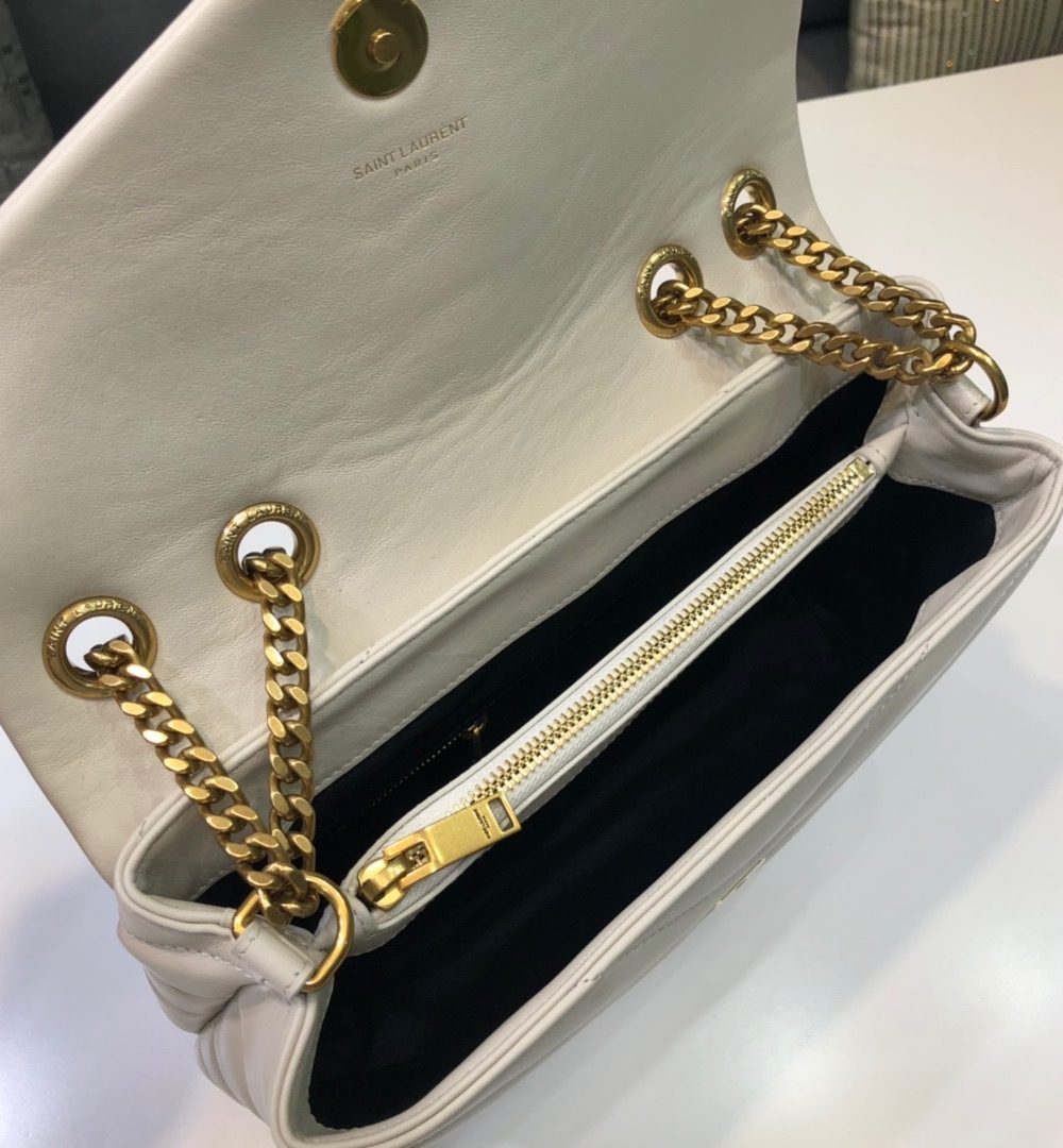 [REP 1:1] Saint Laurent Loulou Small Chain Bag In Matelassé "Y" White For Women 9.8in/23cm YSL 494699DV7279207