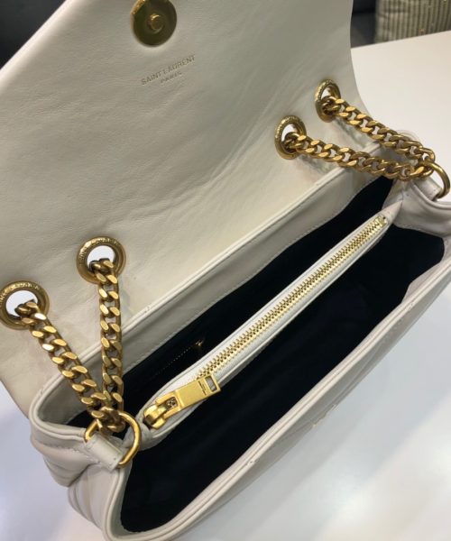 [REP 1:1] Saint Laurent Loulou Small Chain Bag In Matelassé "Y" White For Women 9.8in/23cm YSL 494699DV7279207