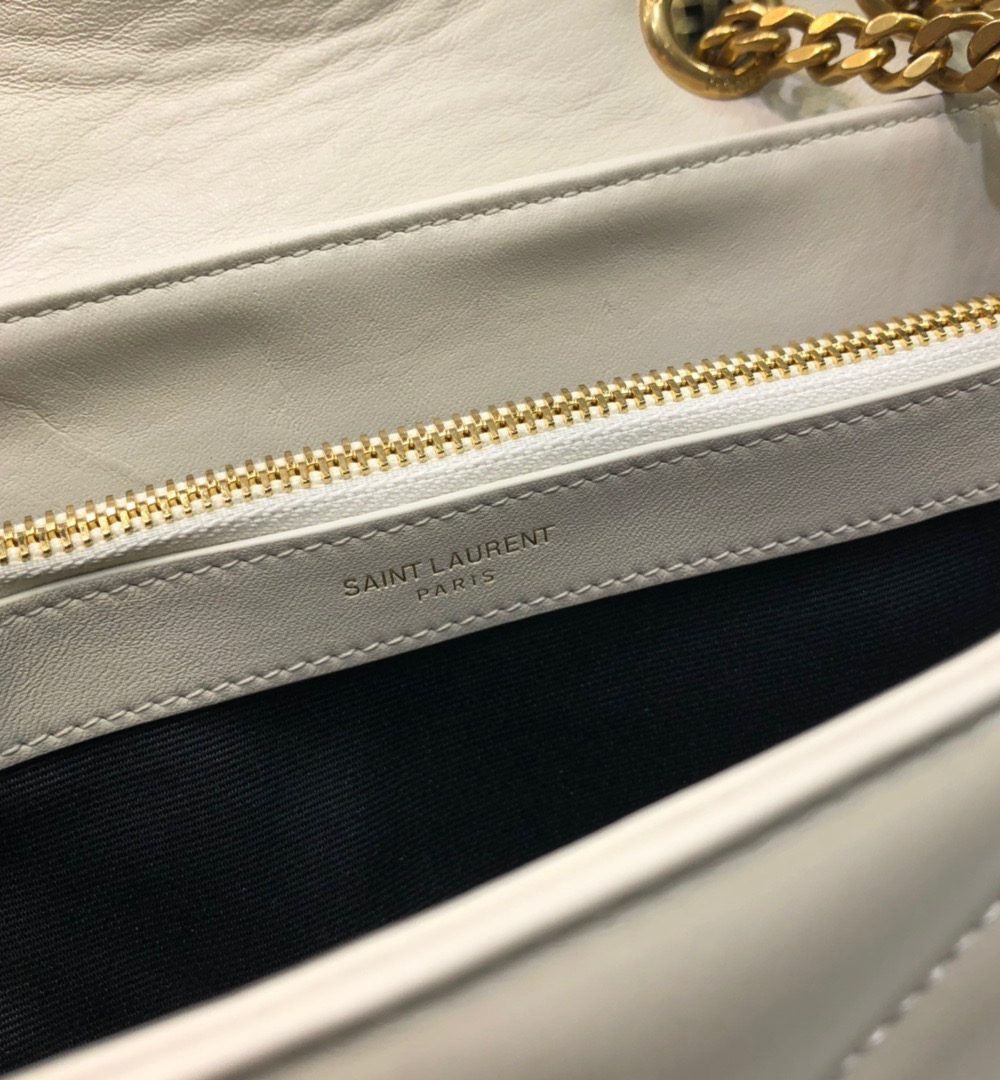 [REP 1:1] Saint Laurent Loulou Small Chain Bag In Matelassé "Y" White For Women 9.8in/23cm YSL 494699DV7279207
