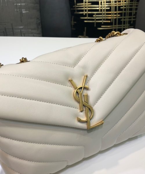 [REP 1:1] Saint Laurent Loulou Small Chain Bag In Matelassé "Y" White For Women 9.8in/23cm YSL 494699DV7279207