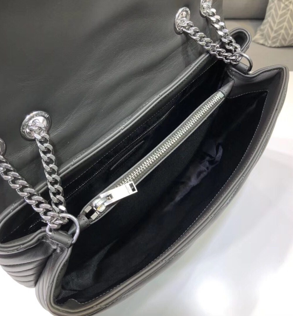 [REP 1:1] Saint Laurent Loulou Small Chain Bag In Matelassé "Y" Dark Green For Women 9.8in/23cm YSL