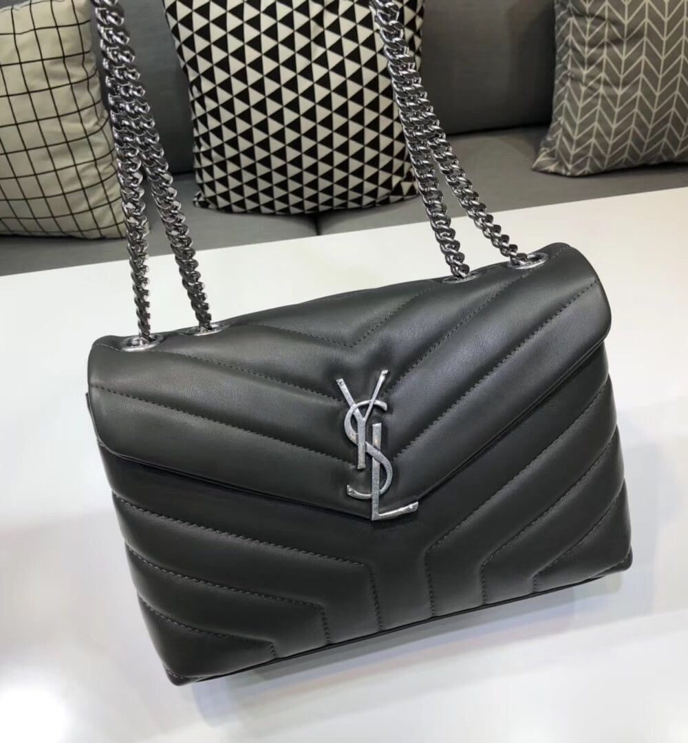 [REP 1:1] Saint Laurent Loulou Small Chain Bag In Matelassé "Y" Dark Green For Women 9.8in/23cm YSL