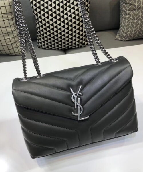 [REP 1:1] Saint Laurent Loulou Small Chain Bag In Matelassé "Y" Dark Green For Women 9.8in/23cm YSL