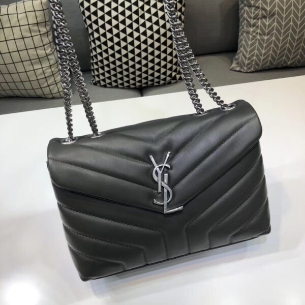 [REP 1:1] Saint Laurent Loulou Small Chain Bag In Matelassé "Y" Dark Green For Women 9.8in/23cm YSL