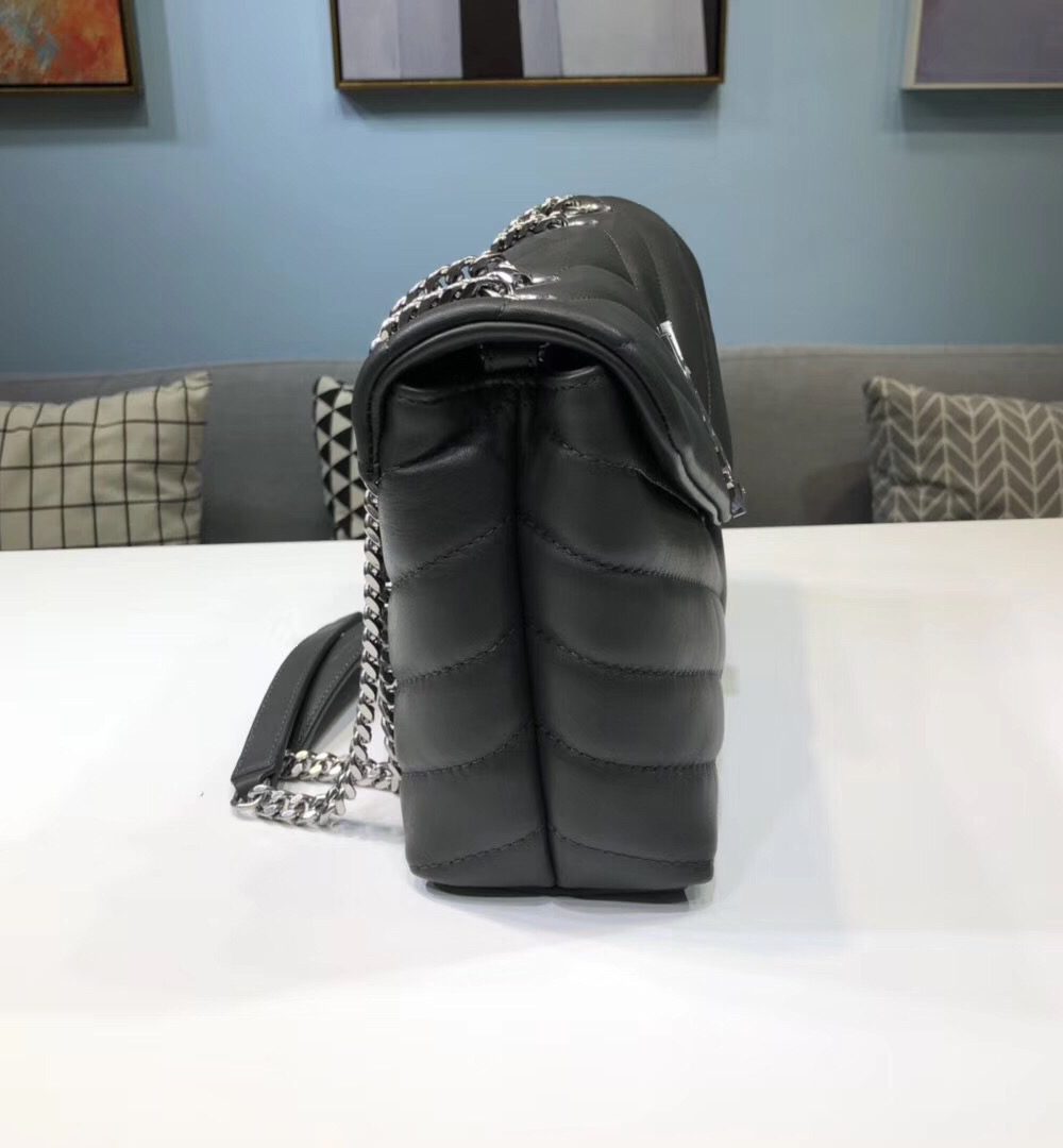 [REP 1:1] Saint Laurent Loulou Small Chain Bag In Matelassé "Y" Dark Green For Women 9.8in/23cm YSL