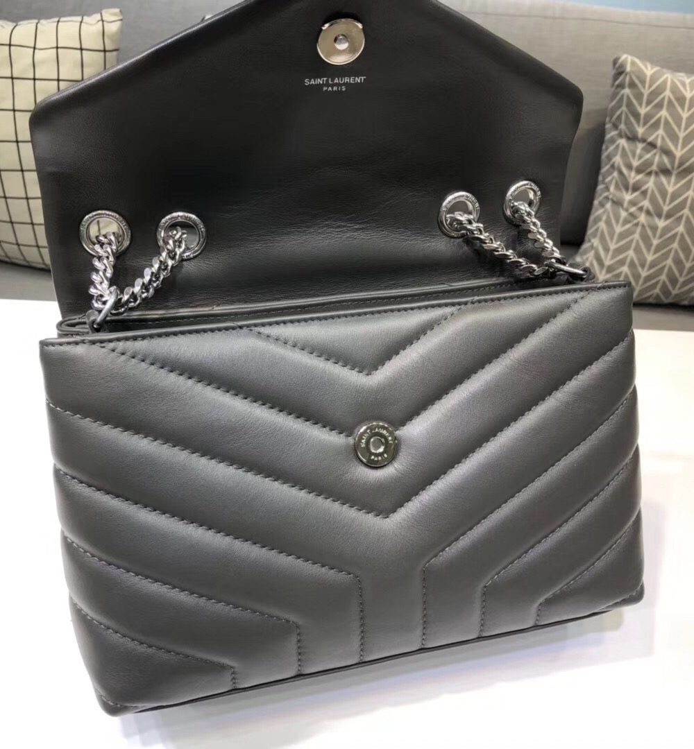 [REP 1:1] Saint Laurent Loulou Small Chain Bag In Matelassé "Y" Dark Green For Women 9.8in/23cm YSL