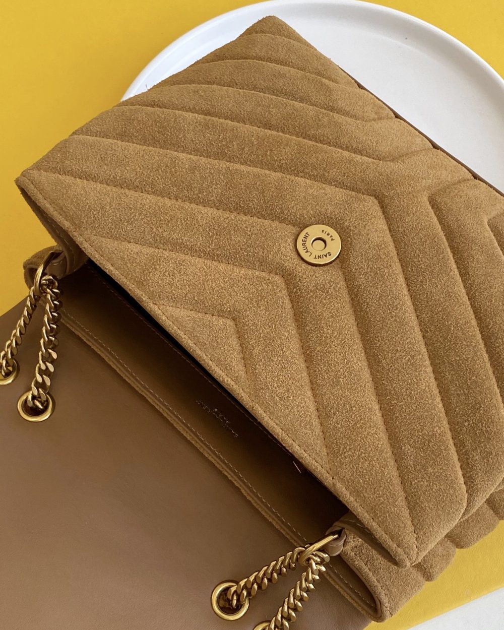 [REP 1:1] Saint Laurent Loulou Small Chain Bag In "Y" Brown With Gold Hardware For Women 9.8in/23cm YSL 4946991U8C77761