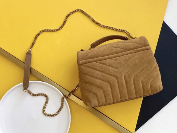 [REP 1:1] Saint Laurent Loulou Small Chain Bag In "Y" Brown With Gold Hardware For Women 9.8in/23cm YSL 4946991U8C77761