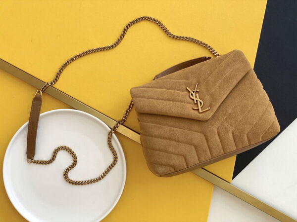 [REP 1:1] Saint Laurent Loulou Small Chain Bag In "Y" Brown With Gold Hardware For Women 9.8in/23cm YSL 4946991U8C77761