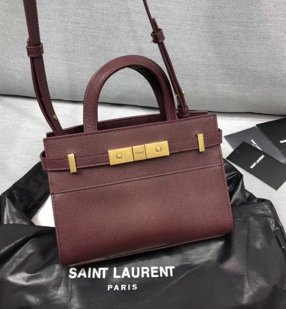 [REP 1:1] Saint Laurent Manhattan Nano Shopping Bag In Box Burgundy For Women 8.2in/21cm YSL