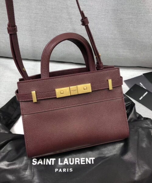 [REP 1:1] Saint Laurent Manhattan Nano Shopping Bag In Box Burgundy For Women 8.2in/21cm YSL