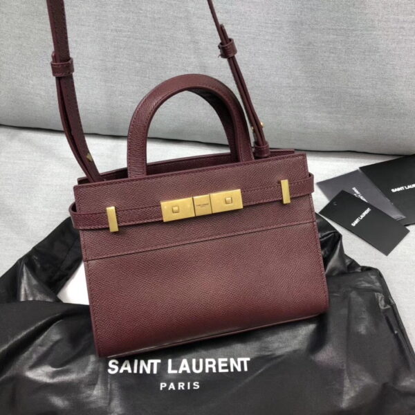 [REP 1:1] Saint Laurent Manhattan Nano Shopping Bag In Box Burgundy For Women 8.2in/21cm YSL