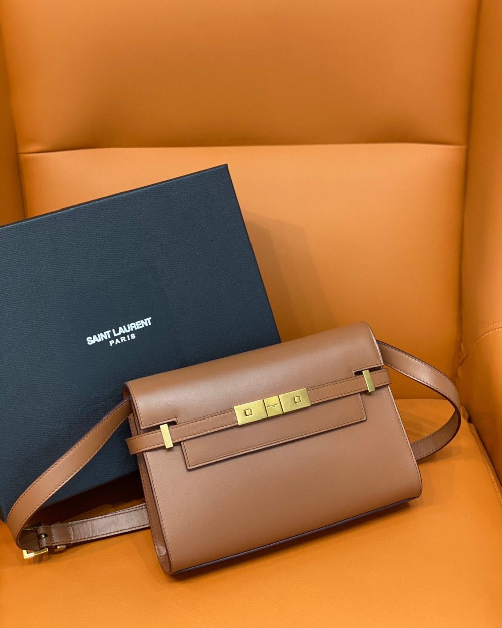 [REP 1:1] Saint Laurent Manhattan Small Shoulder Bag Brown For Women 9.4in/24cm YSL 6756260SXPW6362