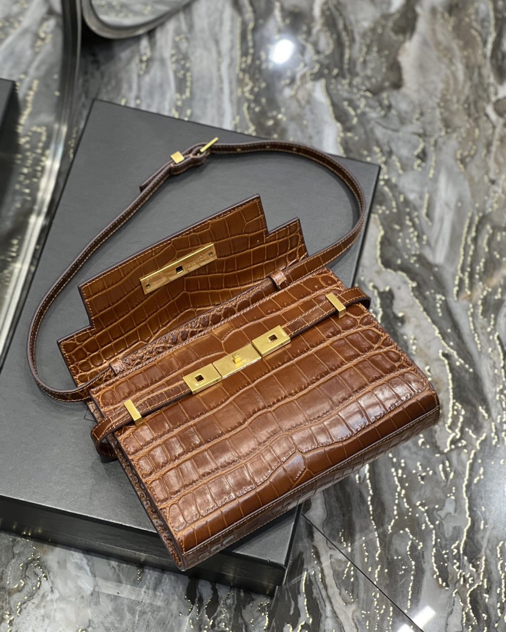 [REP 1:1] Saint Laurent Manhattan Small Shoulder Bag Brown For Women, Women's Bags 9.4in/24cm YSL 675626AAAOH2591