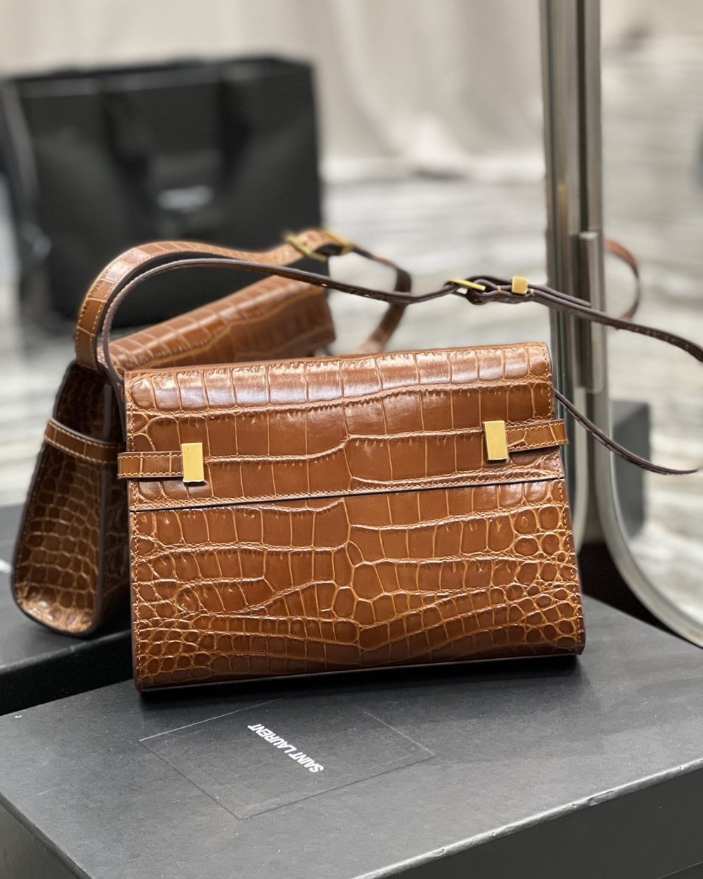 [REP 1:1] Saint Laurent Manhattan Small Shoulder Bag Brown For Women, Women's Bags 9.4in/24cm YSL 675626AAAOH2591