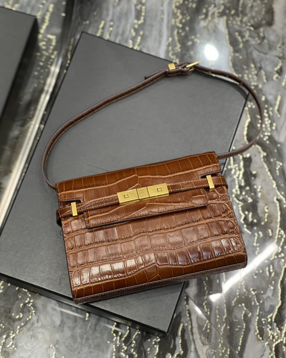 [REP 1:1] Saint Laurent Manhattan Small Shoulder Bag Brown For Women, Women's Bags 9.4in/24cm YSL 675626AAAOH2591