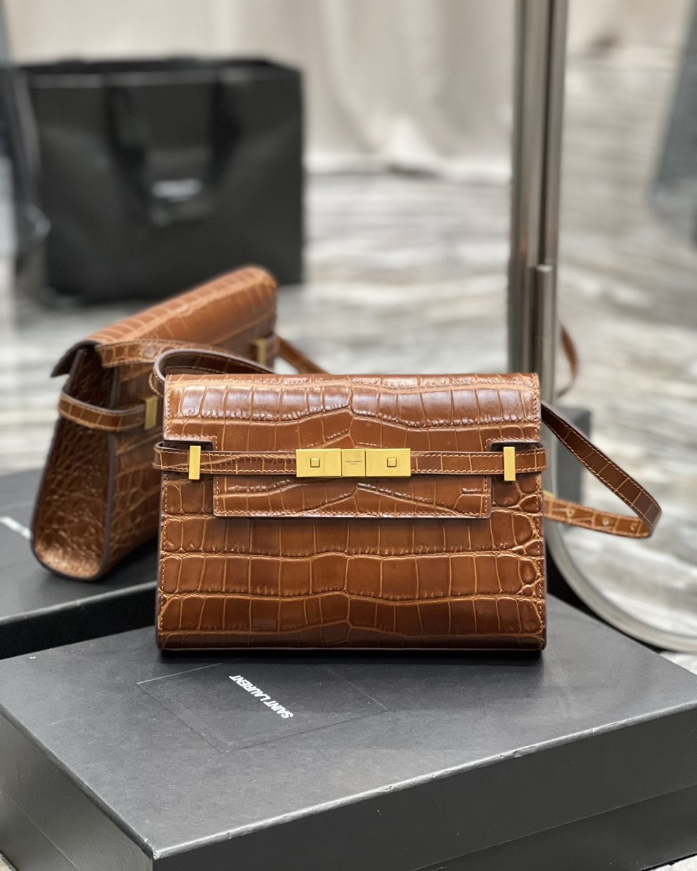 [REP 1:1] Saint Laurent Manhattan Small Shoulder Bag Brown For Women, Women's Bags 9.4in/24cm YSL 675626AAAOH2591