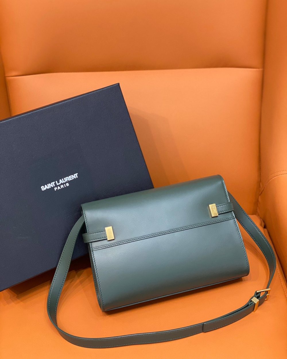 [REP 1:1] Saint Laurent Manhattan Small Shoulder Bag Dark Green For Women 9.4in/24cm YSL