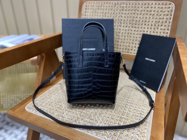 [REP 1:1] Saint Laurent Mini Toy Shopping Bag Black For Women, Women's Bags 7.1in/18cm YSL 712367AAAOH1000
