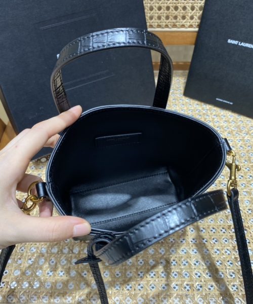 [REP 1:1] Saint Laurent Mini Toy Shopping Bag Black For Women, Women's Bags 7.1in/18cm YSL 712367AAAOH1000