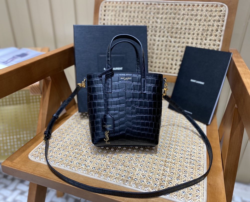[REP 1:1] Saint Laurent Mini Toy Shopping Bag Black For Women, Women's Bags 7.1in/18cm YSL 712367AAAOH1000