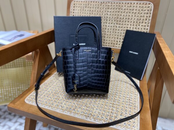 [REP 1:1] Saint Laurent Mini Toy Shopping Bag Black For Women, Women's Bags 7.1in/18cm YSL 712367AAAOH1000