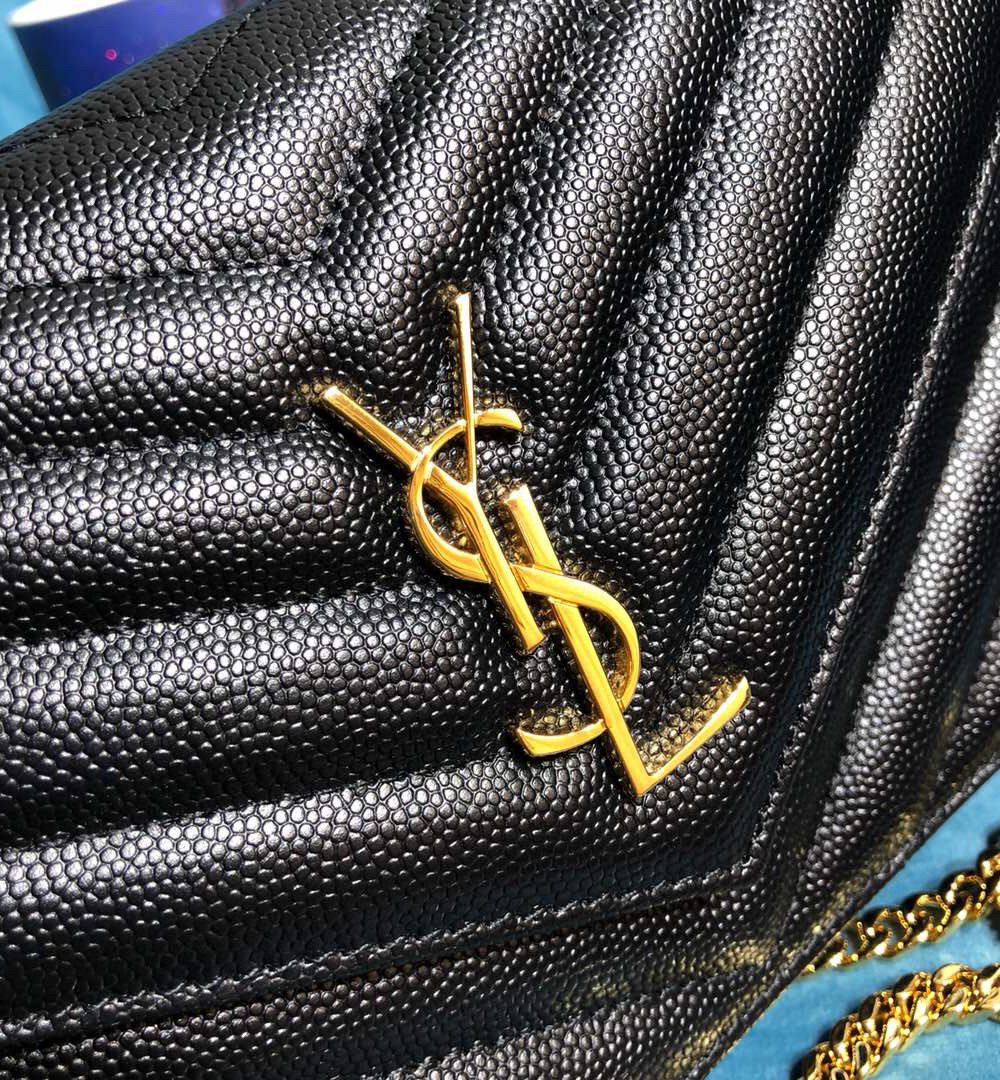 [REP 1:1] Saint Laurent Monogram Quilted Shoulder Bag Black For Women 9in/23cm YSL 118-2000644-377828BOW01