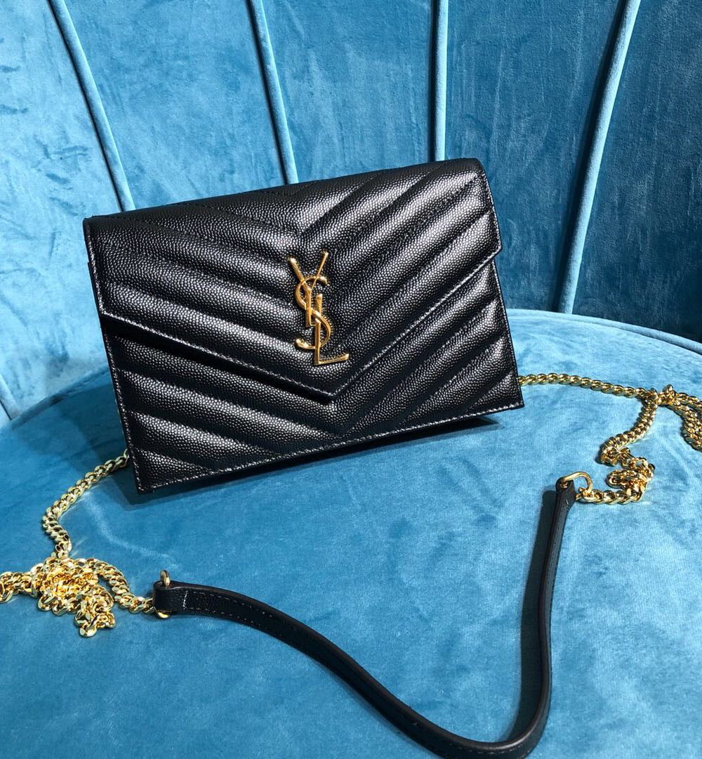 [REP 1:1] Saint Laurent Monogram Quilted Shoulder Bag Black For Women 9in/23cm YSL 118-2000644-377828BOW01