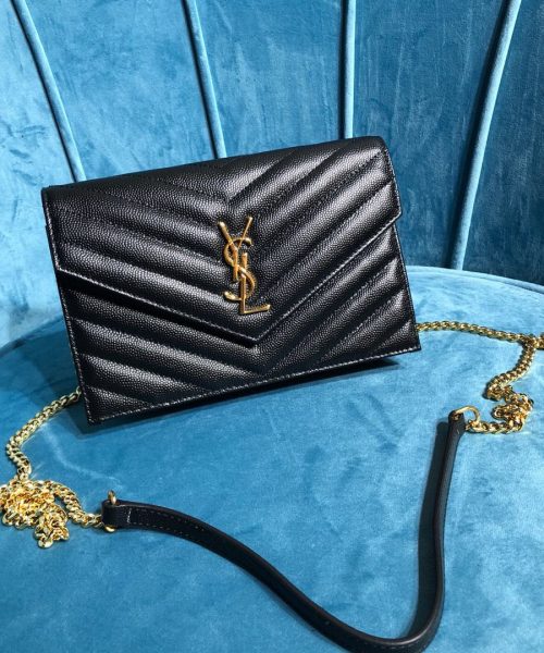 [REP 1:1] Saint Laurent Monogram Quilted Shoulder Bag Black For Women 9in/23cm YSL 118-2000644-377828BOW01