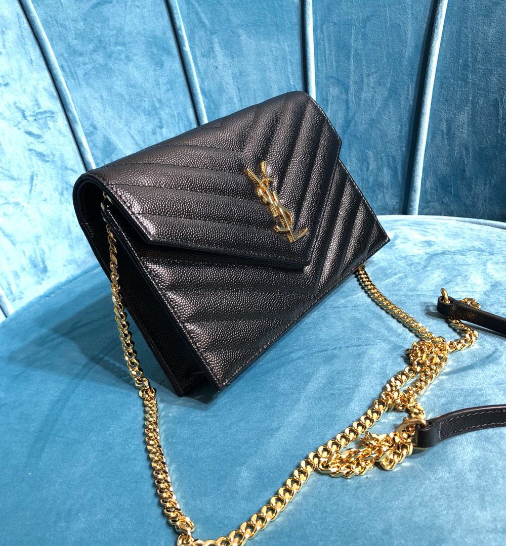 [REP 1:1] Saint Laurent Monogram Quilted Shoulder Bag Black For Women 9in/23cm YSL 118-2000644-377828BOW01