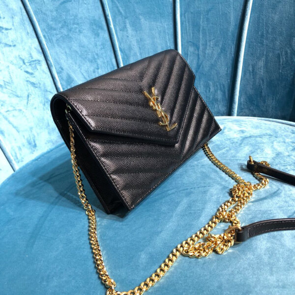[REP 1:1] Saint Laurent Monogram Quilted Shoulder Bag Black For Women 9in/23cm YSL 118-2000644-377828BOW01