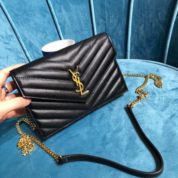 [REP 1:1] Saint Laurent Monogram Quilted Shoulder Bag Black For Women 9in/23cm YSL 118-2000644-377828BOW01