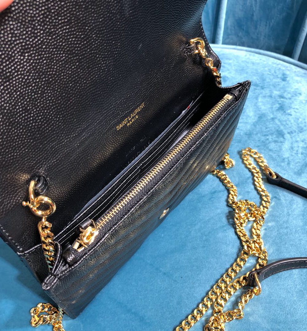 [REP 1:1] Saint Laurent Monogram Quilted Shoulder Bag Black For Women 9in/23cm YSL 118-2000644-377828BOW01