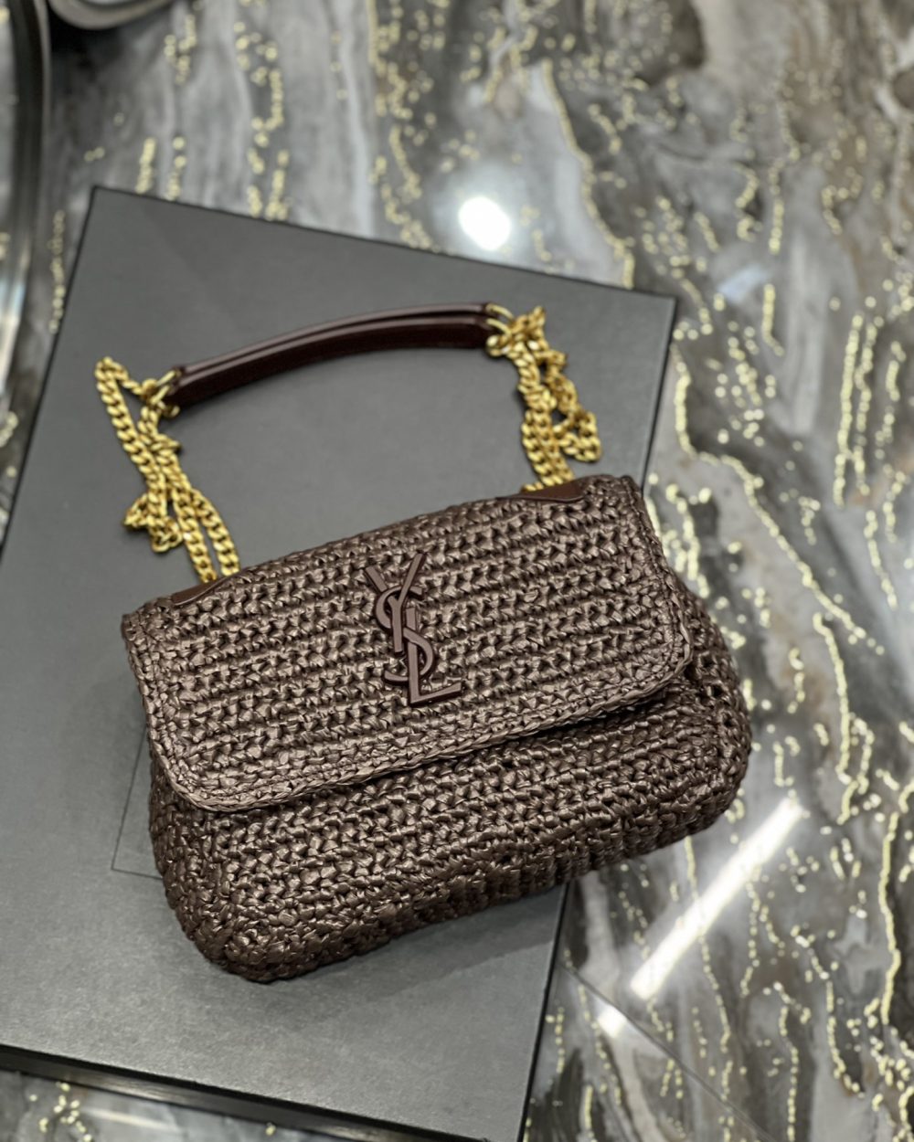 [REP 1:1] Saint Laurent Niki Baby Chain Bag Dark Brown For Women, Women's Bags 8.2in/21cm YSL