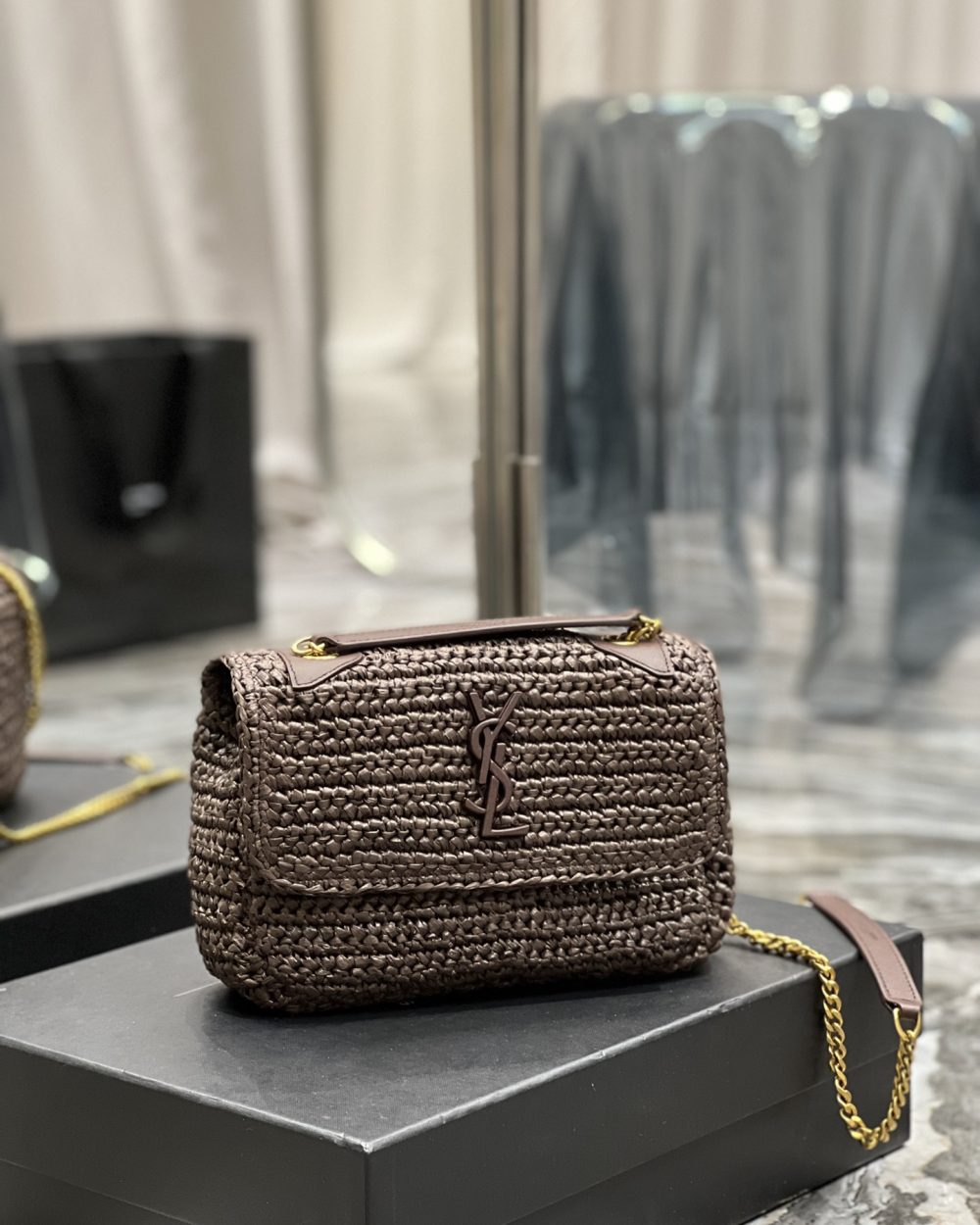 [REP 1:1] Saint Laurent Niki Baby Chain Bag Dark Brown For Women, Women's Bags 8.2in/21cm YSL