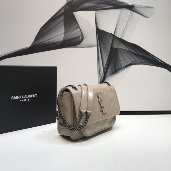 [REP 1:1] Saint Laurent Niki Baby Chain Bag In Crinkled Vintage Beige For Women 8.2in/21cm YSL 6331600EN049956