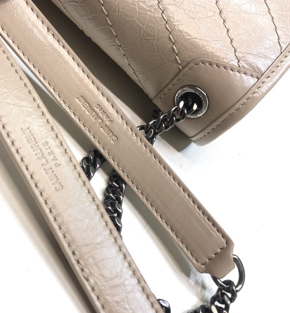 [REP 1:1] Saint Laurent Niki Baby Chain Bag In Crinkled Vintage Beige For Women 8.2in/21cm YSL 6331600EN049956
