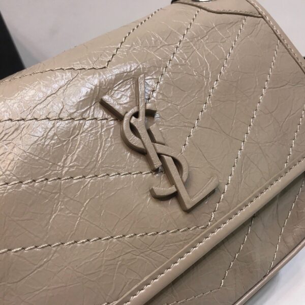 [REP 1:1] Saint Laurent Niki Baby Chain Bag In Crinkled Vintage Beige For Women 8.2in/21cm YSL 6331600EN049956