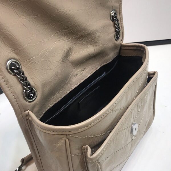 [REP 1:1] Saint Laurent Niki Baby Chain Bag In Crinkled Vintage Beige For Women 8.2in/21cm YSL 6331600EN049956