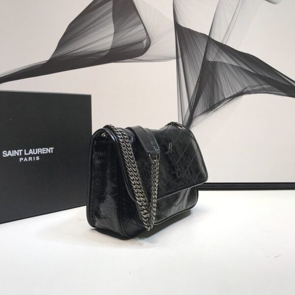 [REP 1:1] Saint Laurent Niki Baby Chain Bag In Crinkled Vintage Black For Women 8.2in/21cm YSL 6331600EN041000