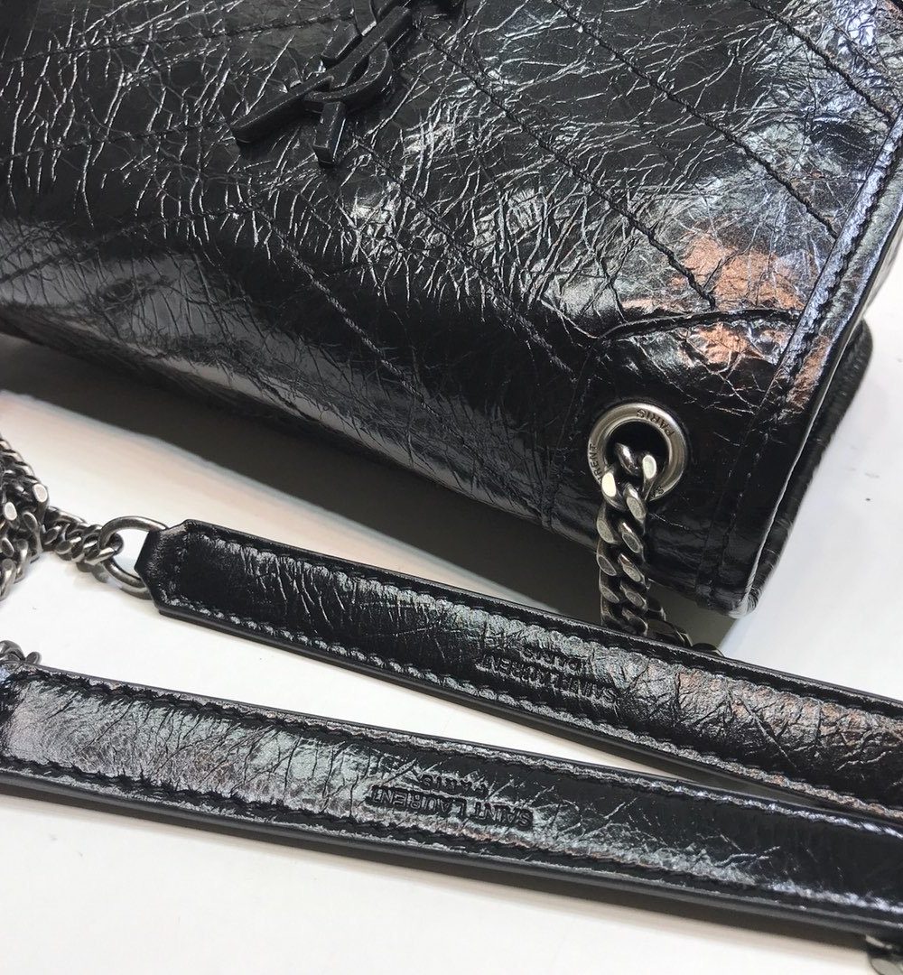 [REP 1:1] Saint Laurent Niki Baby Chain Bag In Crinkled Vintage Black For Women 8.2in/21cm YSL 6331600EN041000