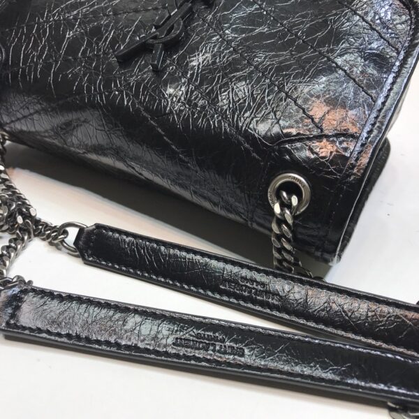 [REP 1:1] Saint Laurent Niki Baby Chain Bag In Crinkled Vintage Black For Women 8.2in/21cm YSL 6331600EN041000